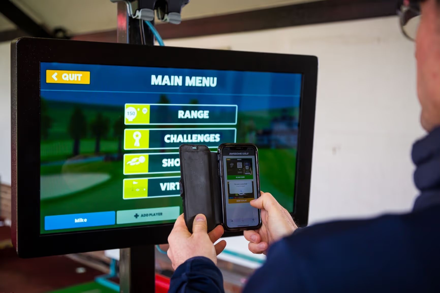 Man signing in to Awesome Golf Range